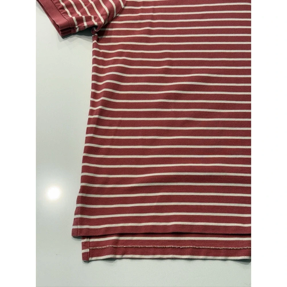 Polo Ralph Lauren Mens XL Red White Striped Cotton Golf Polo Shirt RN 41381